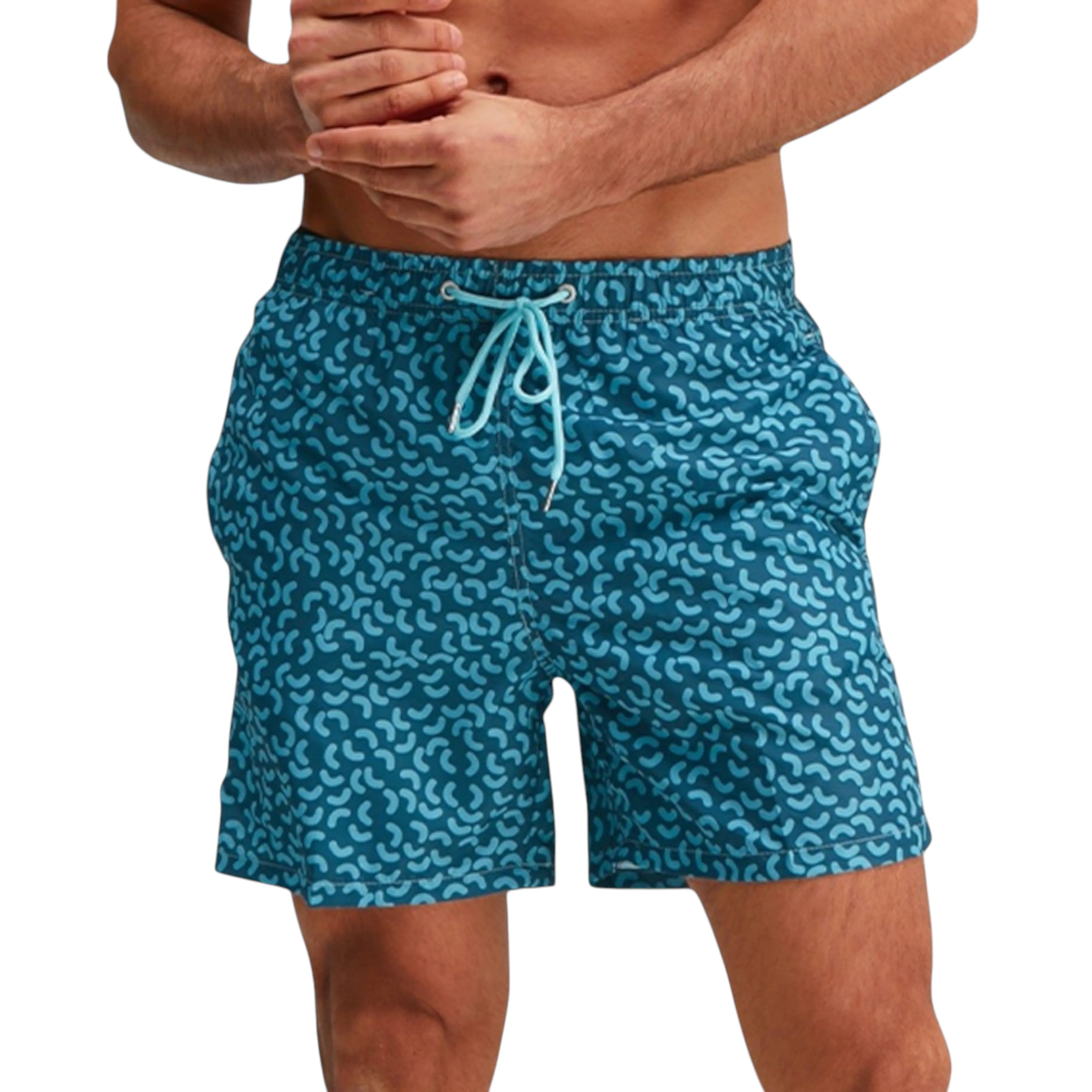 Anna-Kaci Men's Abstract Print Swim Trunks with Elastic Waistband and Adjustable Drawstring sold by Anna-Kaci