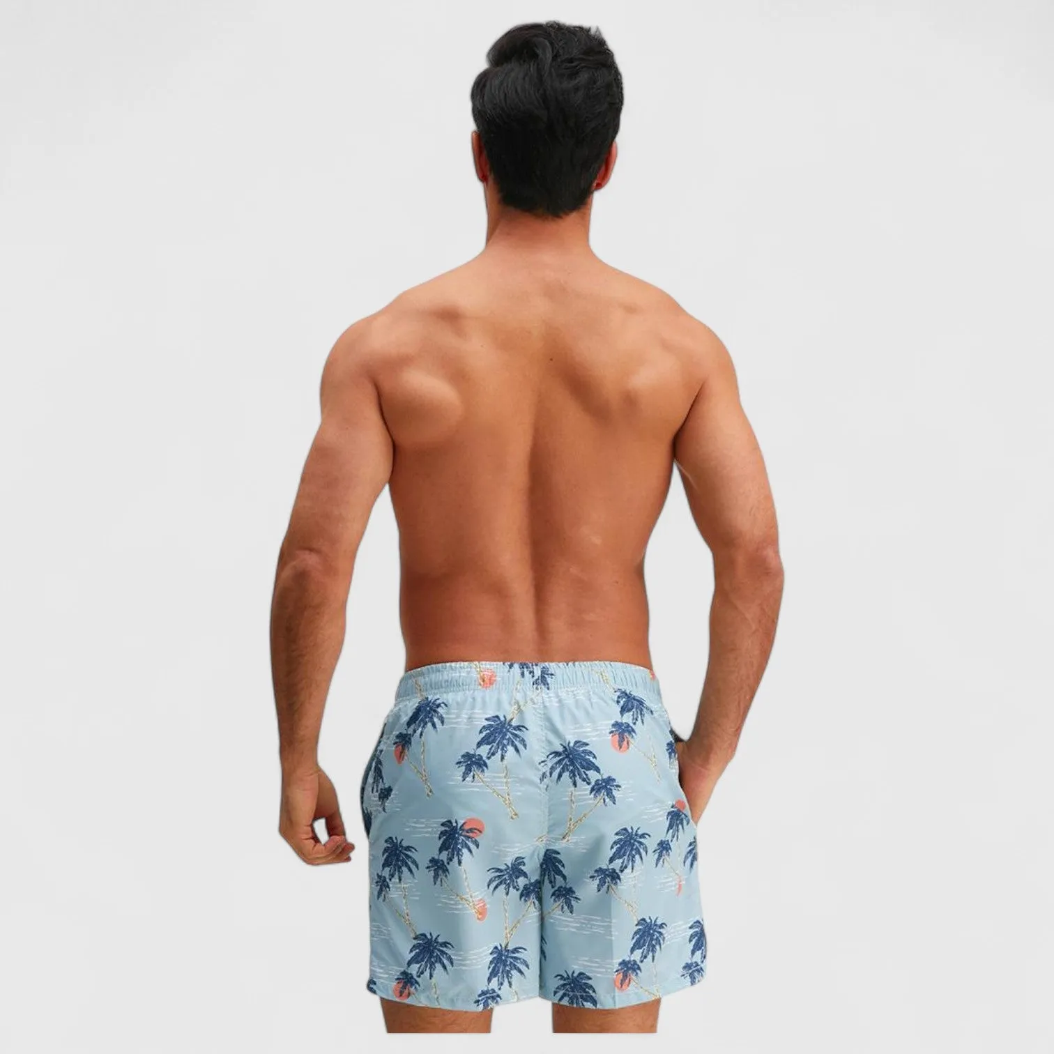 Anna-Kaci Men's Drawstring Elastic Waist Swim Trunks with Palm Tree Print and Mesh Lining sold by Anna-Kaci product image thumbnail 4