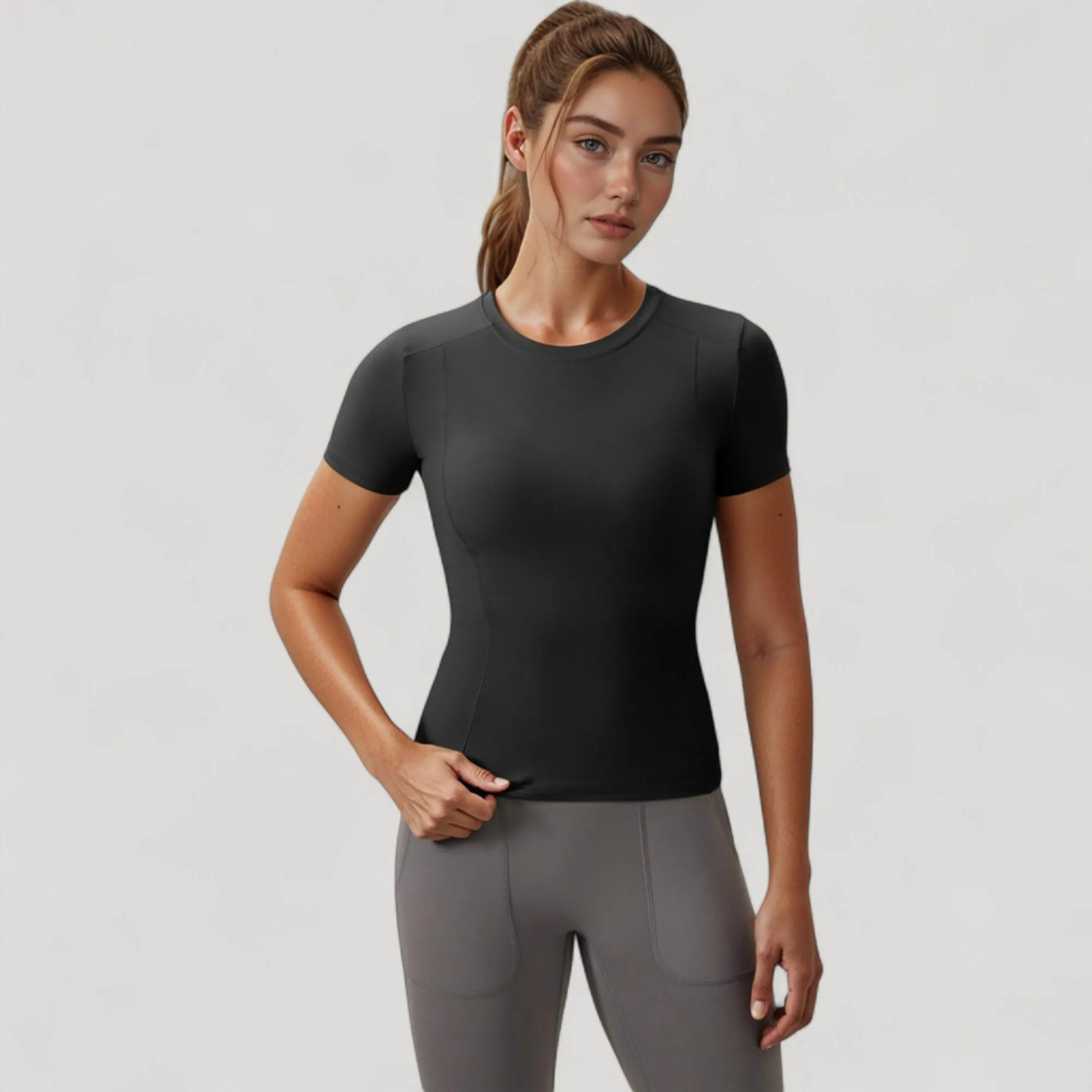 Anna-Kaci Women's Short Sleeve Performance Tee with Crew Neck and Slim Fit Stretch Fabric sold by Anna-Kaci product image thumbnail 2