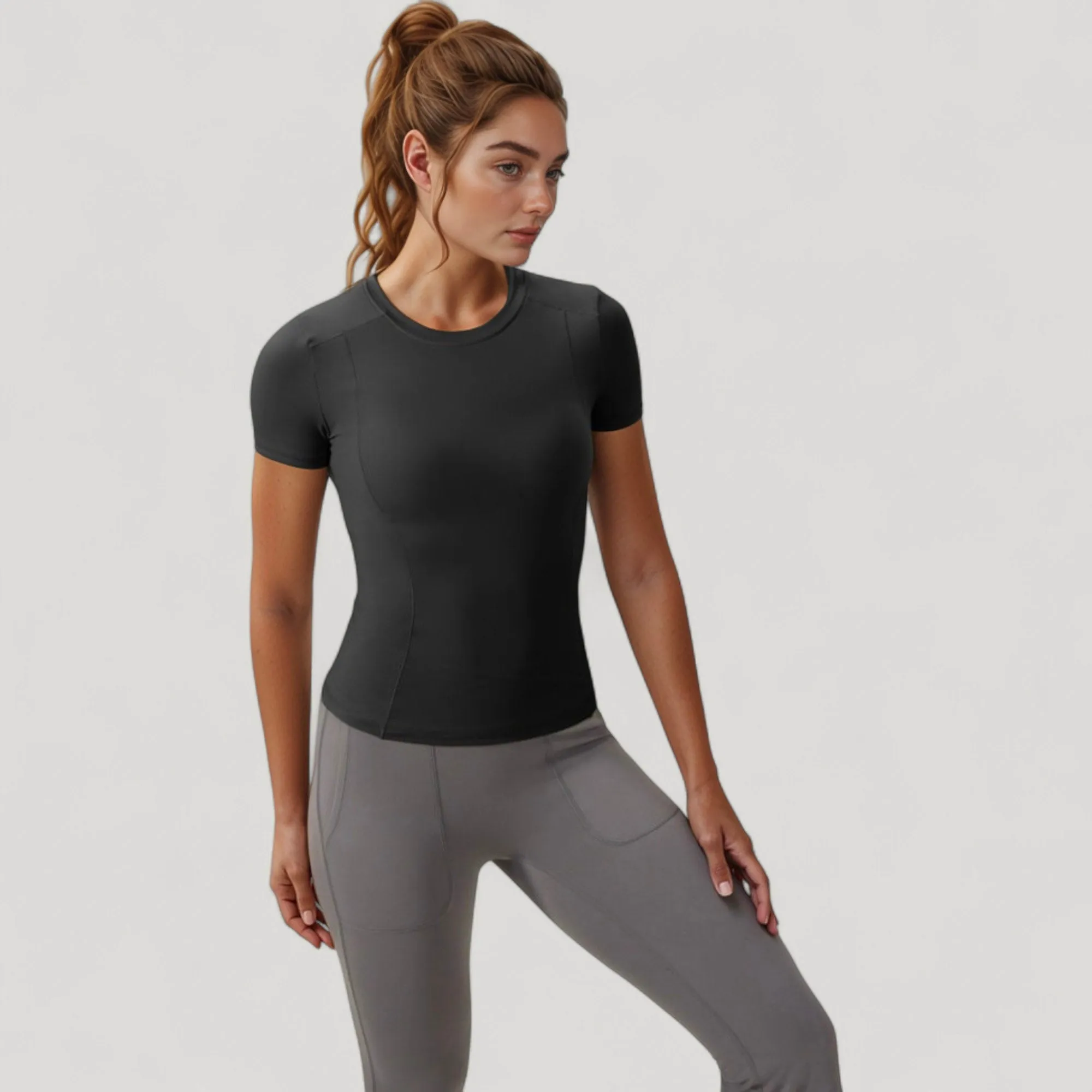 Anna-Kaci Women's Short Sleeve Performance Tee with Crew Neck and Slim Fit Stretch Fabric sold by Anna-Kaci product image thumbnail 3