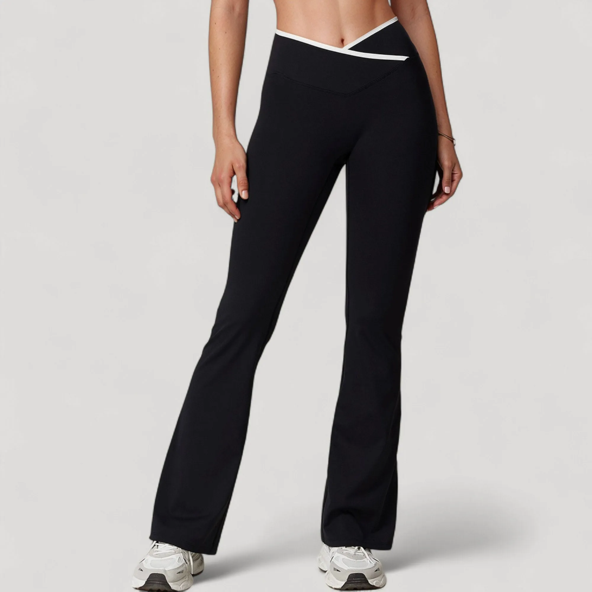 Anna-Kaci Women's Flare Leg Yoga Pants with Crossover High Waistband and Four-Way Stretch Fabric sold by Anna-Kaci product image thumbnail 4