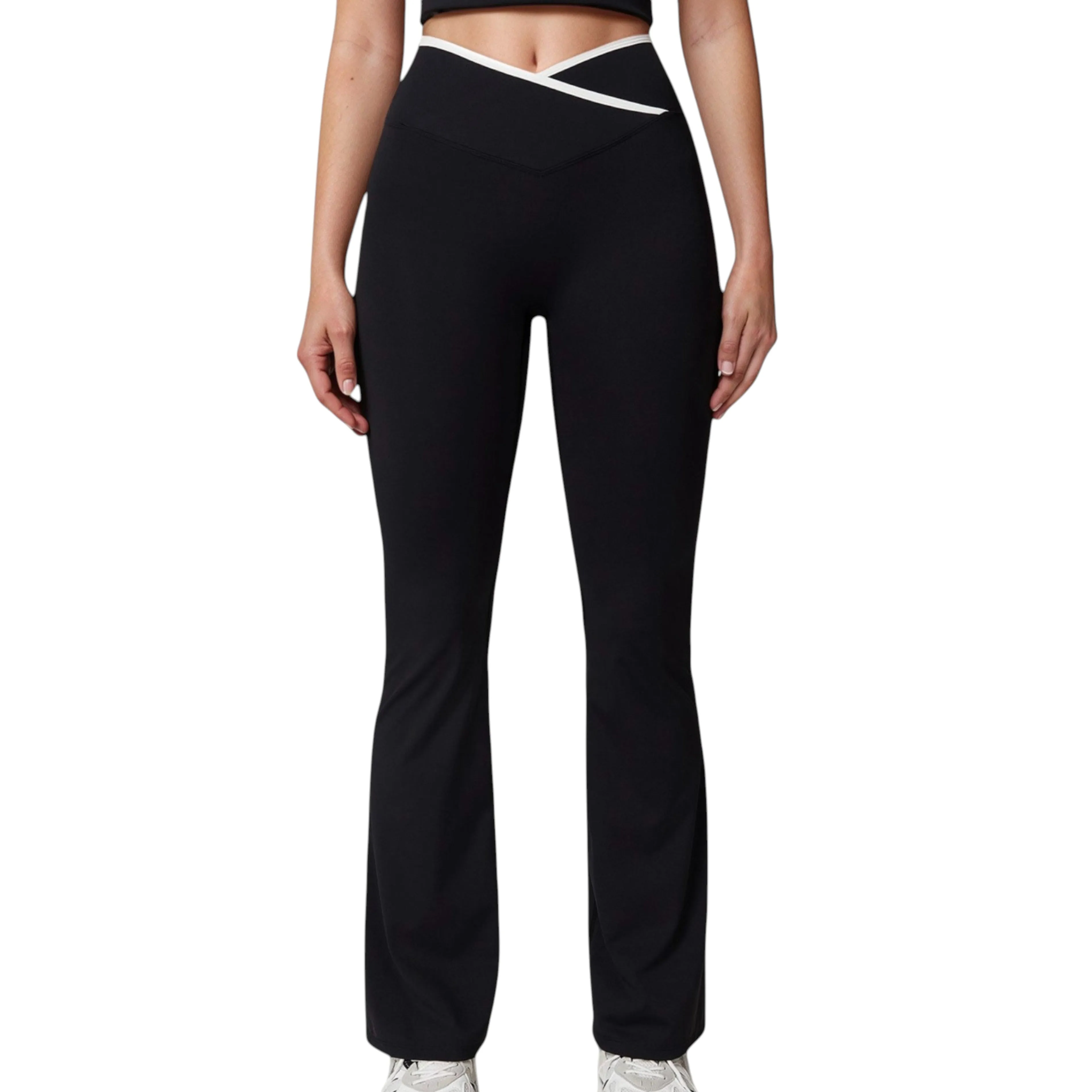 Anna-Kaci Women's Flare Leg Yoga Pants with Crossover High Waistband and Four-Way Stretch Fabric sold by Anna-Kaci
