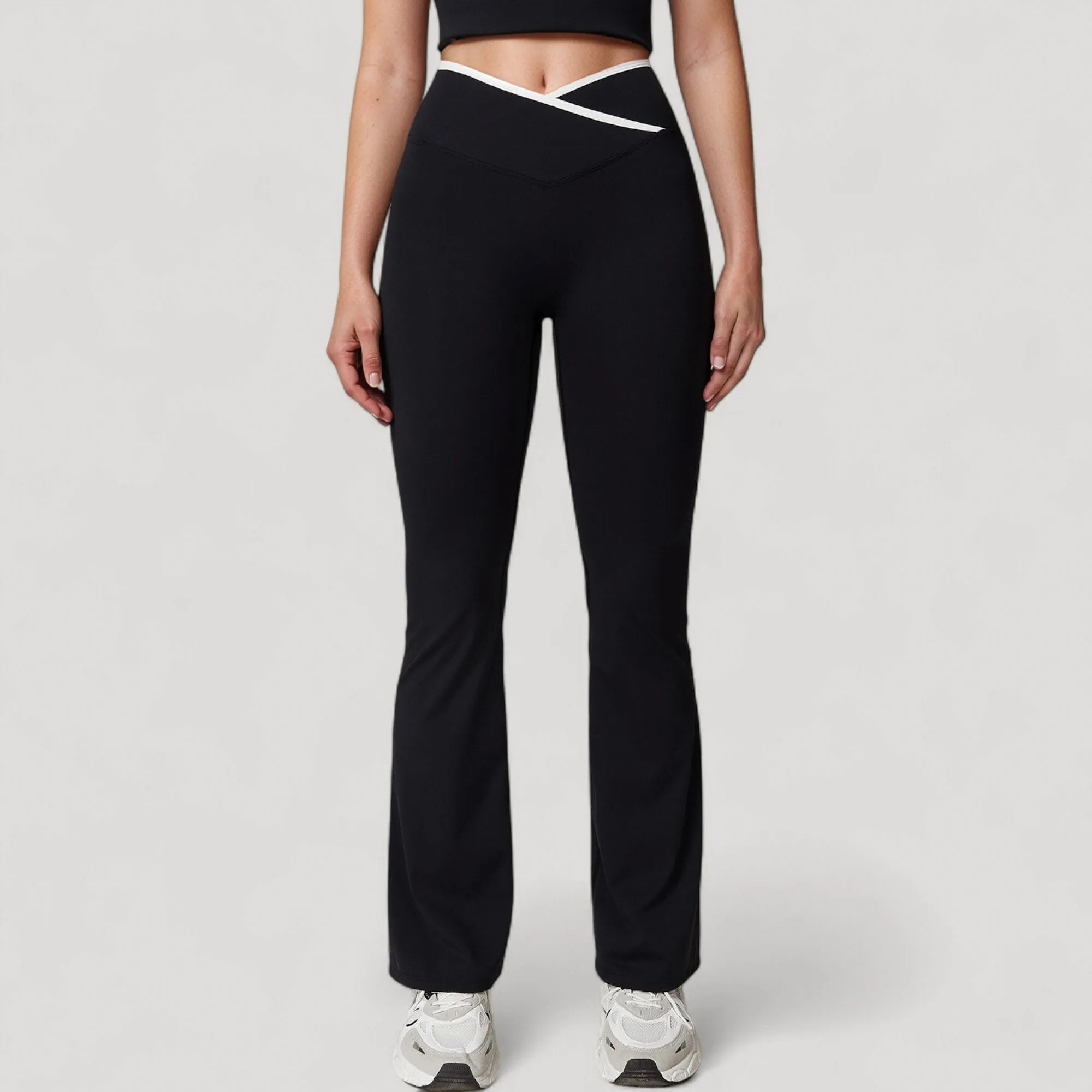 Anna-Kaci Women's Flare Leg Yoga Pants with Crossover High Waistband and Four-Way Stretch Fabric sold by Anna-Kaci product image thumbnail 2