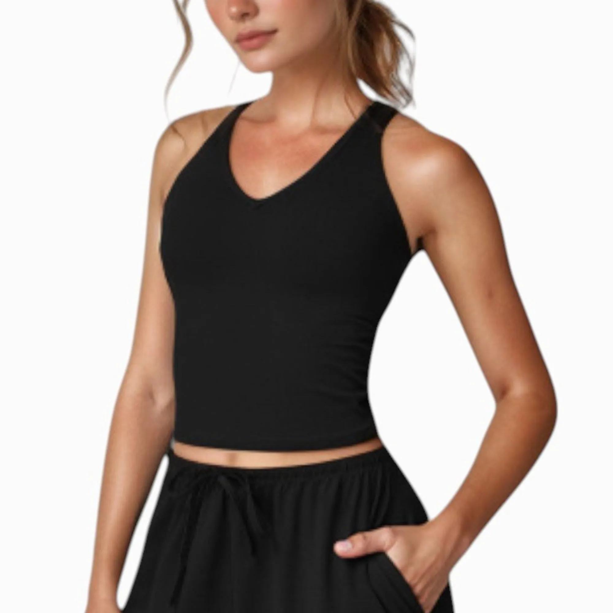 Anna-Kaci Active Women's Cropped Active Tank Top with Built-In Bra and Racerback Design - Small, Brown sold by Anna-Kaci