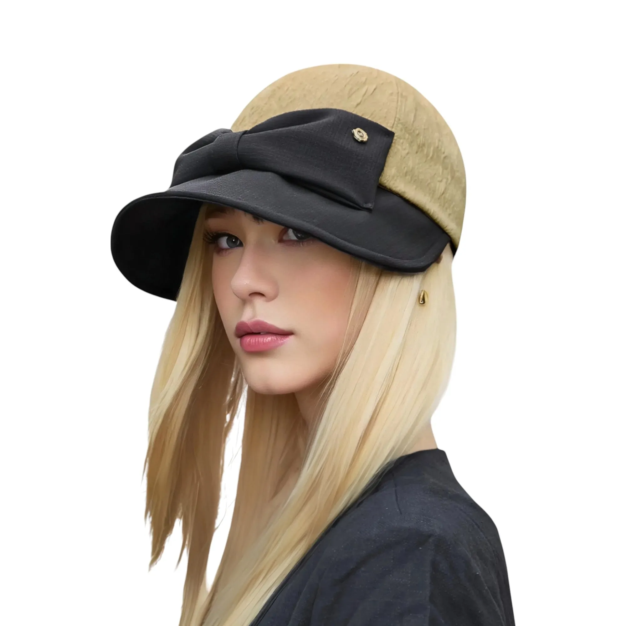Anna-Kaci Women's Structured Visor Cloche Hat with Oversized Bow and Textured Dome Crown sold by Anna-Kaci