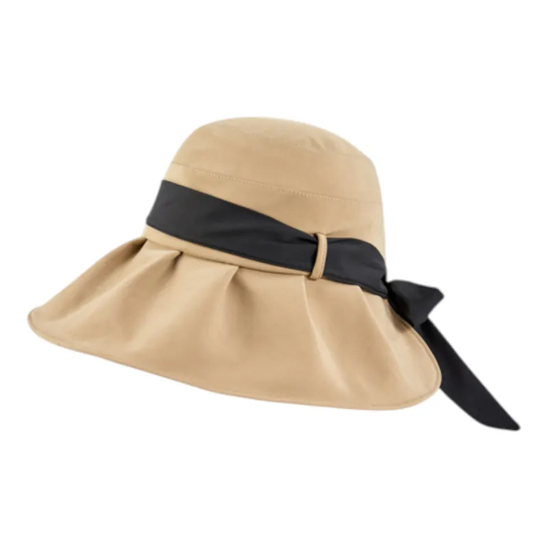 Anna-Kaci Women's Wide Brim Floppy Sun Hat with Contrast Bow Band and Structured Crown sold by Anna-Kaci