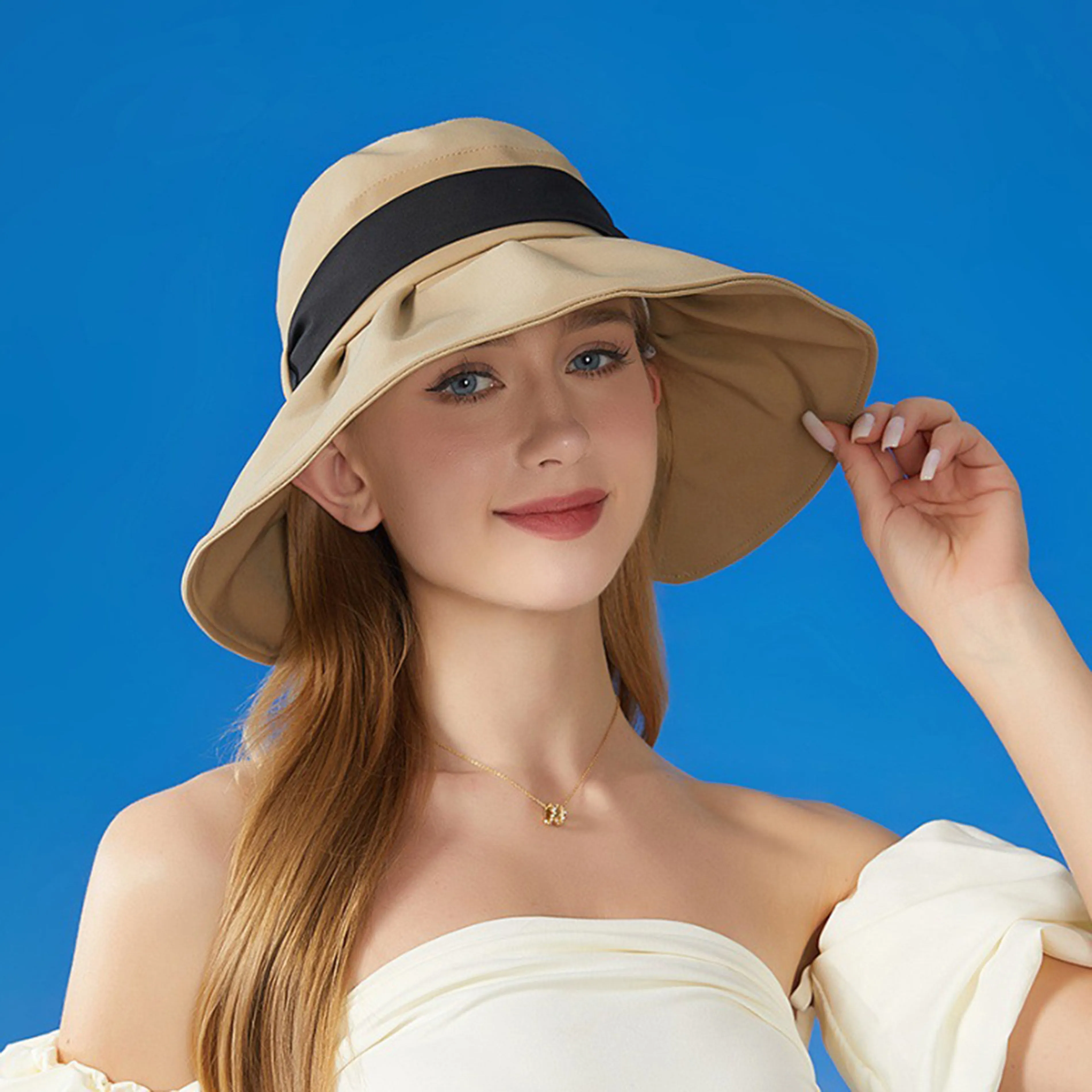 Anna-Kaci Women's Wide Brim Floppy Sun Hat with Contrast Bow Band and Structured Crown sold by Anna-Kaci product image thumbnail 3