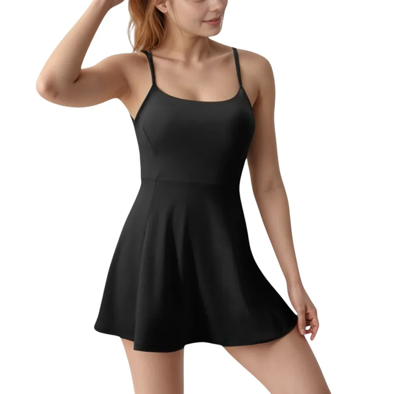 Anna-Kaci Active Women's Activewear Tennis Dress with Spaghetti Straps and A-Line Skirt Design sold by Anna-Kaci