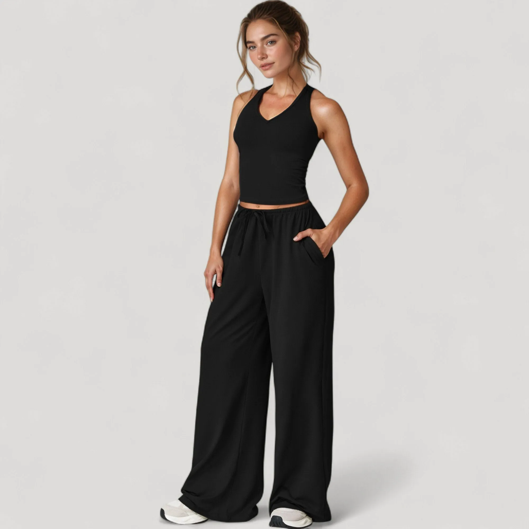 Anna-Kaci Active Women's Wide Leg Lounge Pants with Drawstring Waist and Relaxed Fit for All-Day Comfort sold by Anna-Kaci product image thumbnail 3