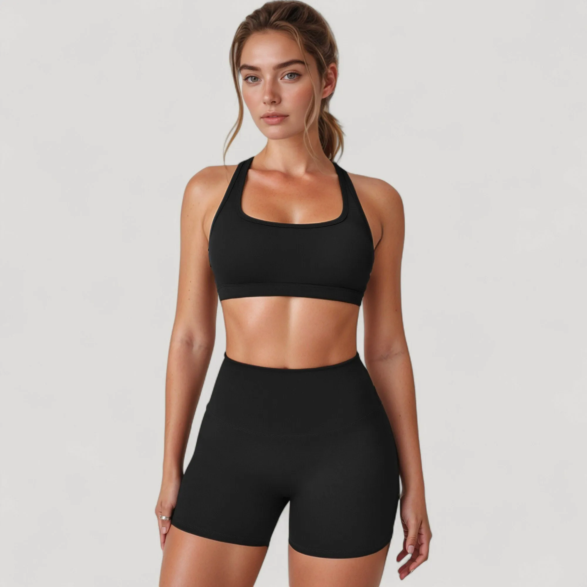 Anna-Kaci Active Women's High Neck Sports Bra with Minimalist T-Back Strap Design and Smooth Stretch Compression Fit sold by Anna-Kaci product image thumbnail 2