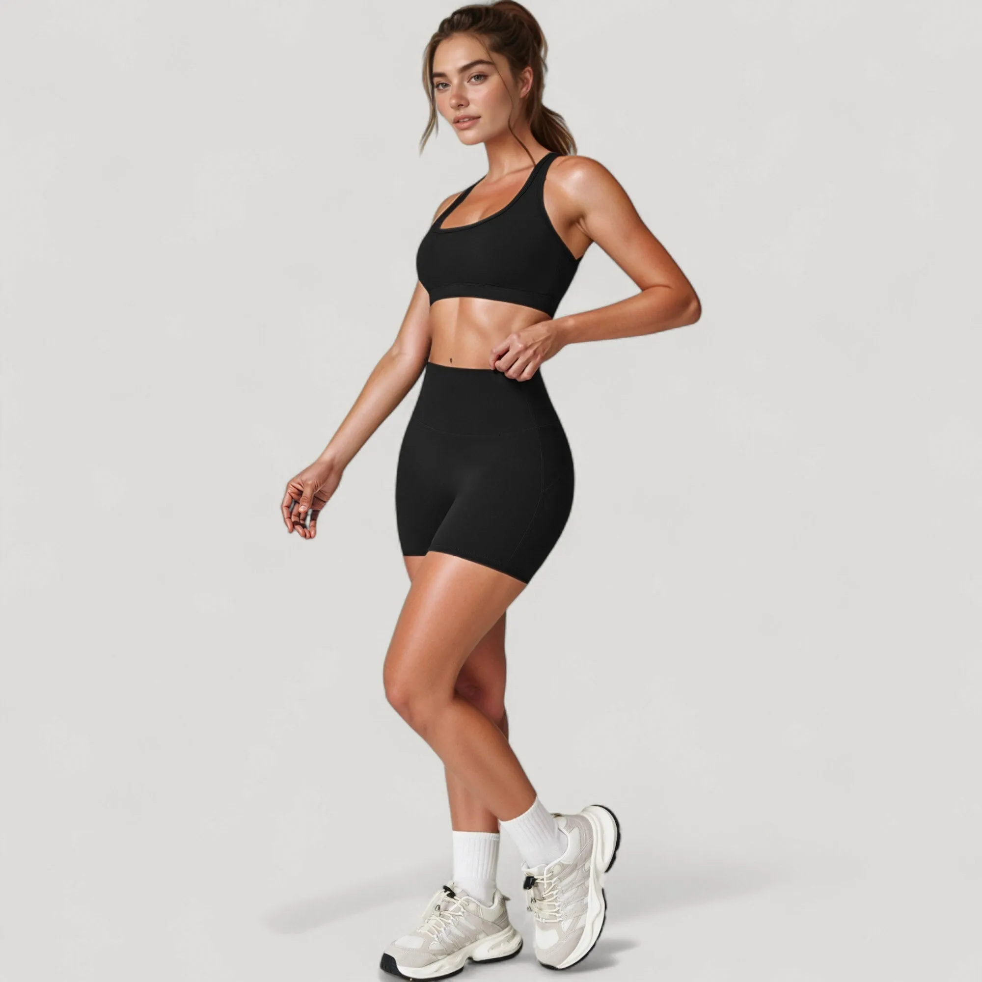 Anna-Kaci Active Women's High Neck Sports Bra with Minimalist T-Back Strap Design and Smooth Stretch Compression Fit sold by Anna-Kaci product image thumbnail 3