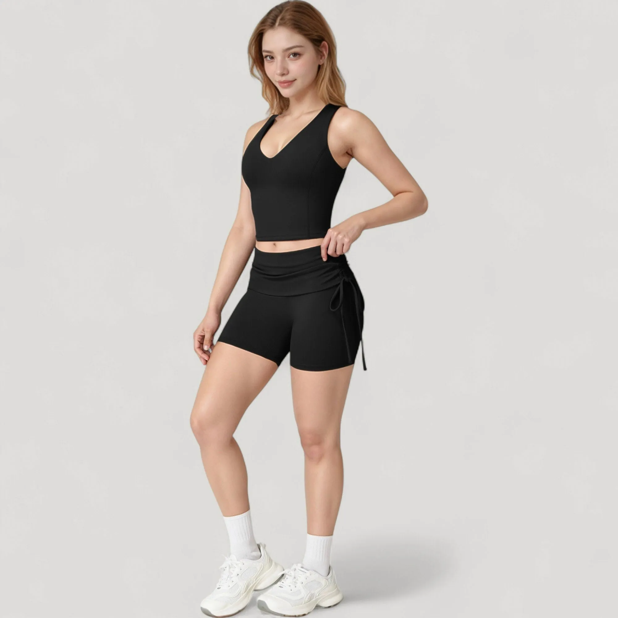 Anna-Kaci Active Women's V-Neck Cropped Tank Top with Racer-Inspired Straps and Smooth Contour Fit for Activewear sold by Anna-Kaci product image thumbnail 3