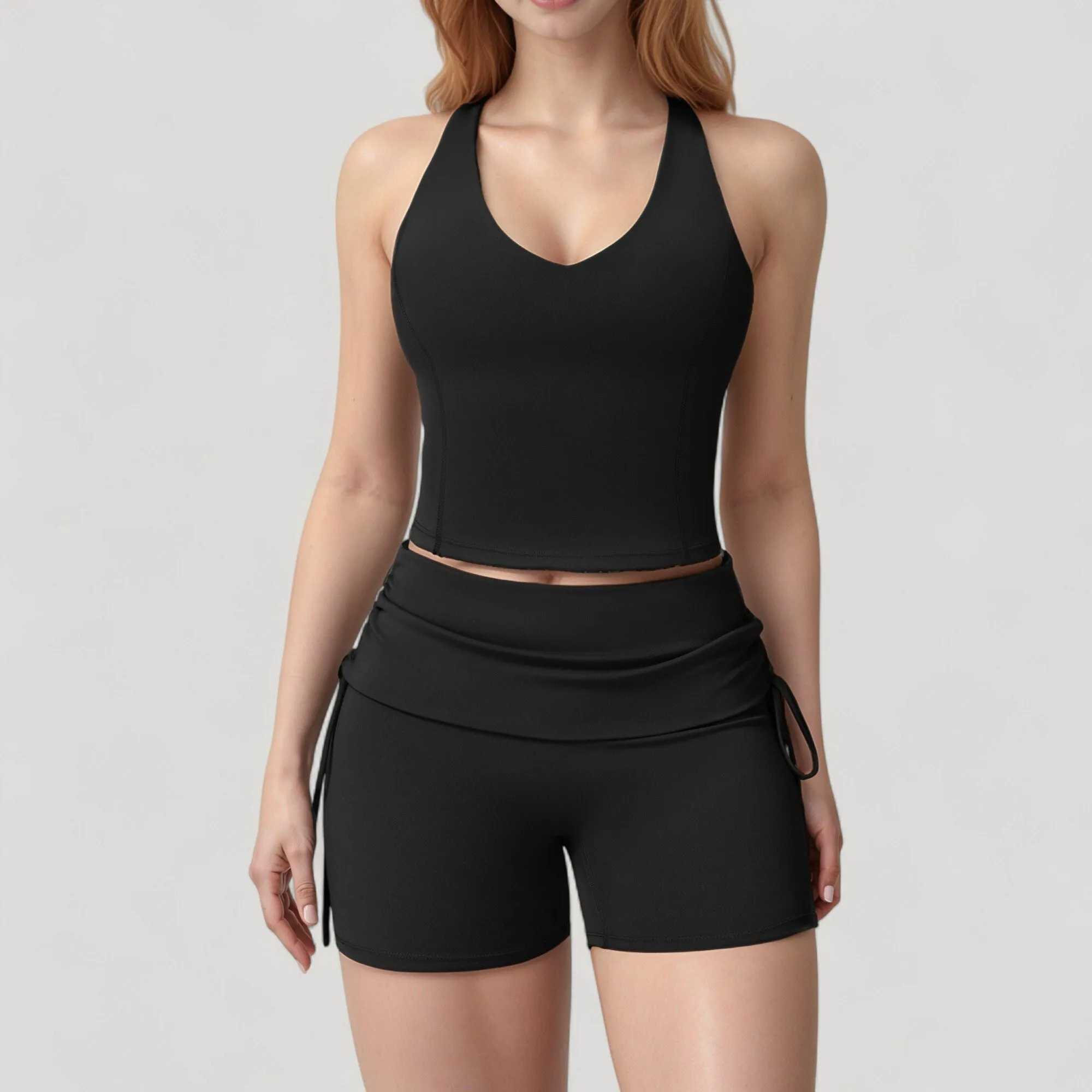Anna-Kaci Active Women's V-Neck Cropped Tank Top with Racer-Inspired Straps and Smooth Contour Fit for Activewear sold by Anna-Kaci product image thumbnail 4