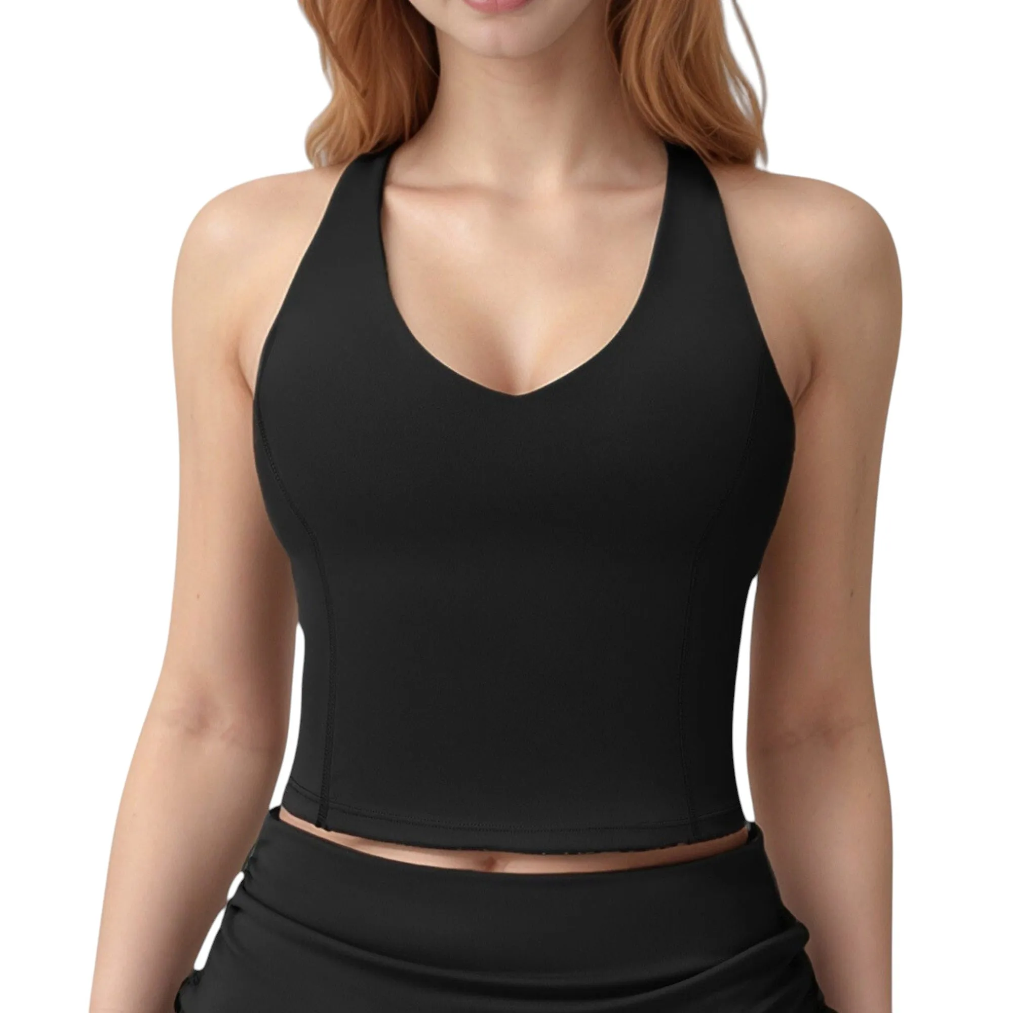 Anna-Kaci Active Women's V-Neck Cropped Tank Top with Racer-Inspired Straps and Smooth Contour Fit for Activewear sold by Anna-Kaci