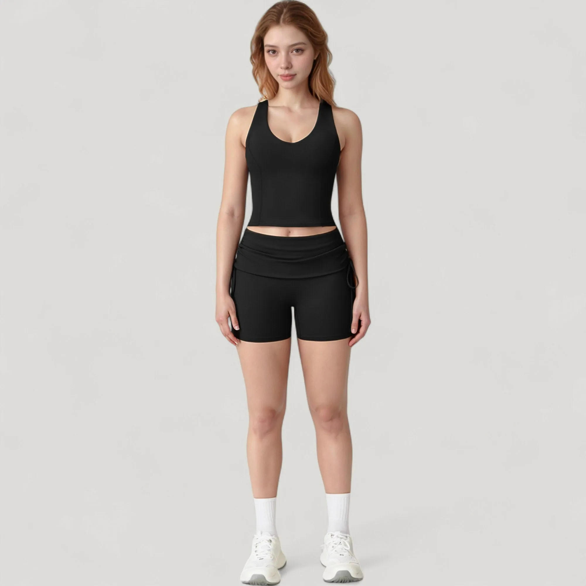 Anna-Kaci Active Women's V-Neck Cropped Tank Top with Racer-Inspired Straps and Smooth Contour Fit for Activewear sold by Anna-Kaci product image thumbnail 2