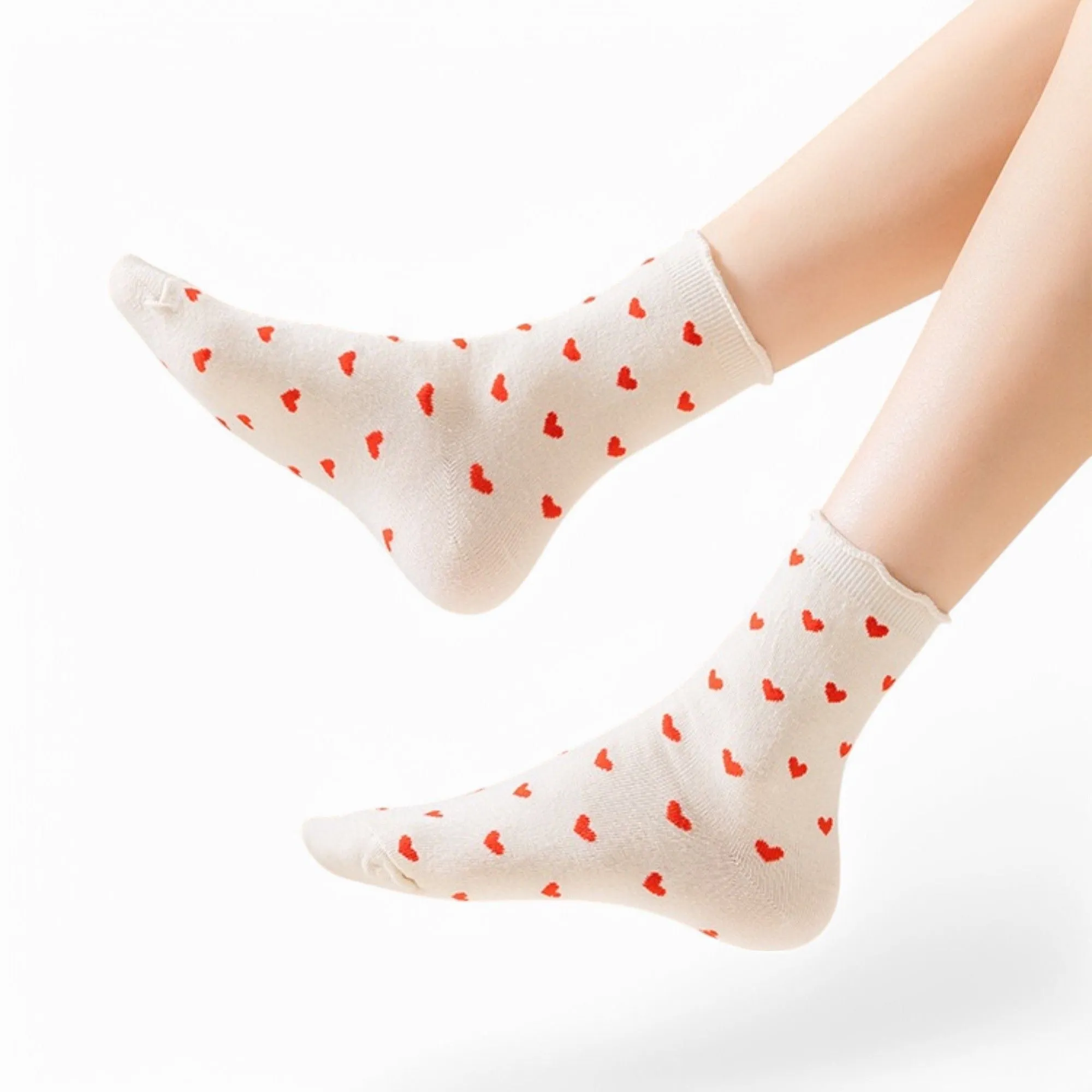 Anna-Kaci Women's Ankle Socks with Allover Heart Print and Soft Ribbed Cuff Trim sold by Anna-Kaci product image thumbnail 4