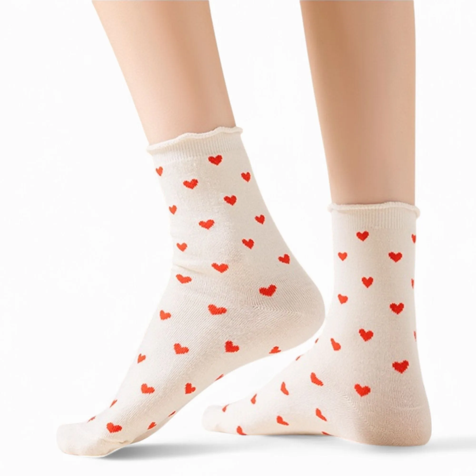 Anna-Kaci Women's Ankle Socks with Allover Heart Print and Soft Ribbed Cuff Trim sold by Anna-Kaci product image thumbnail 2