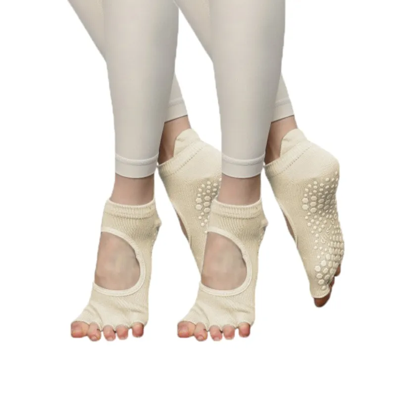 Anna-Kaci Women's Open-Toe Grip Socks for Yoga and Pilates with Non-Slip Soles and Arch Support sold by Anna-Kaci