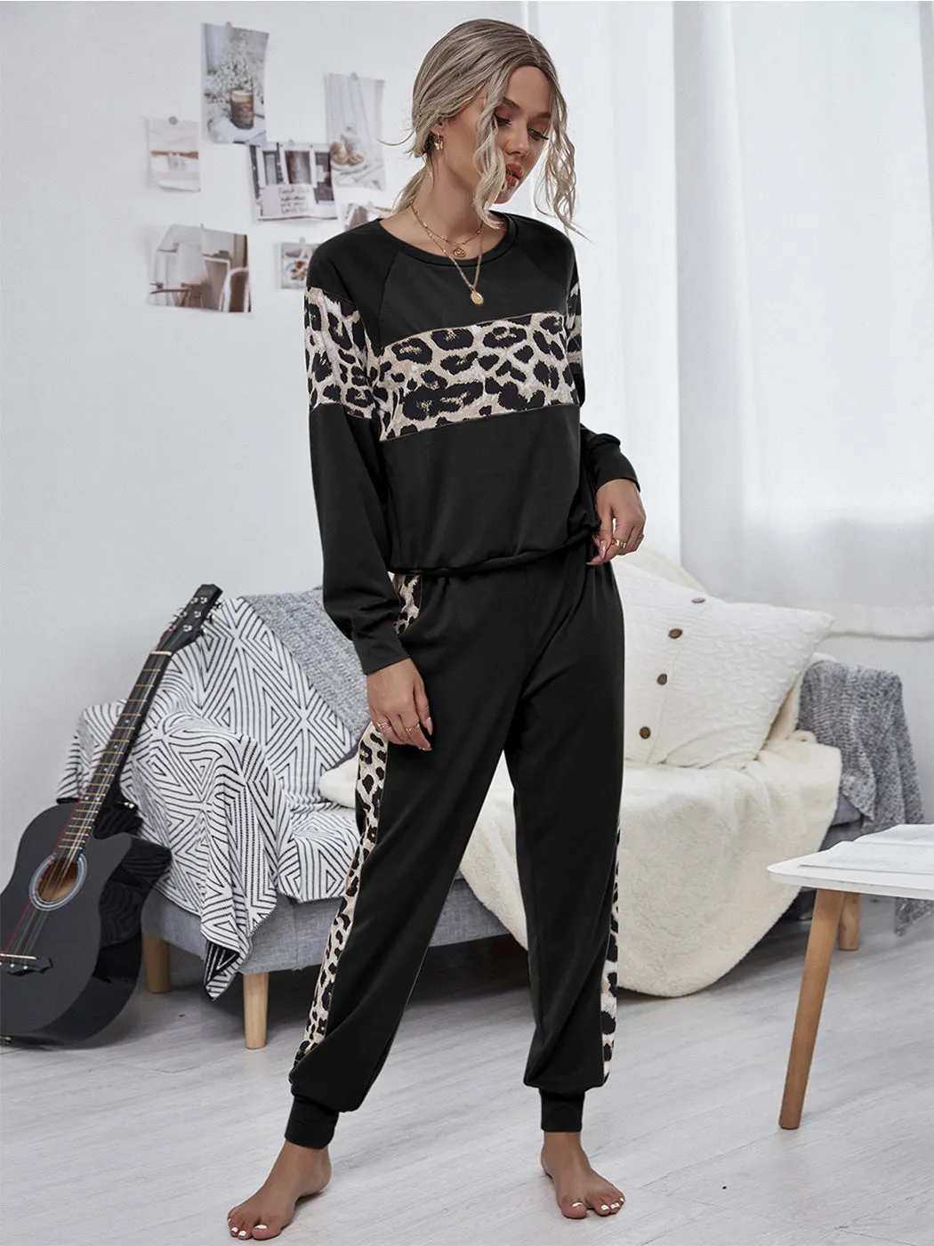 2 Piece Leopard Print Jump Suit Set sold by Anna-Kaci product image thumbnail 3