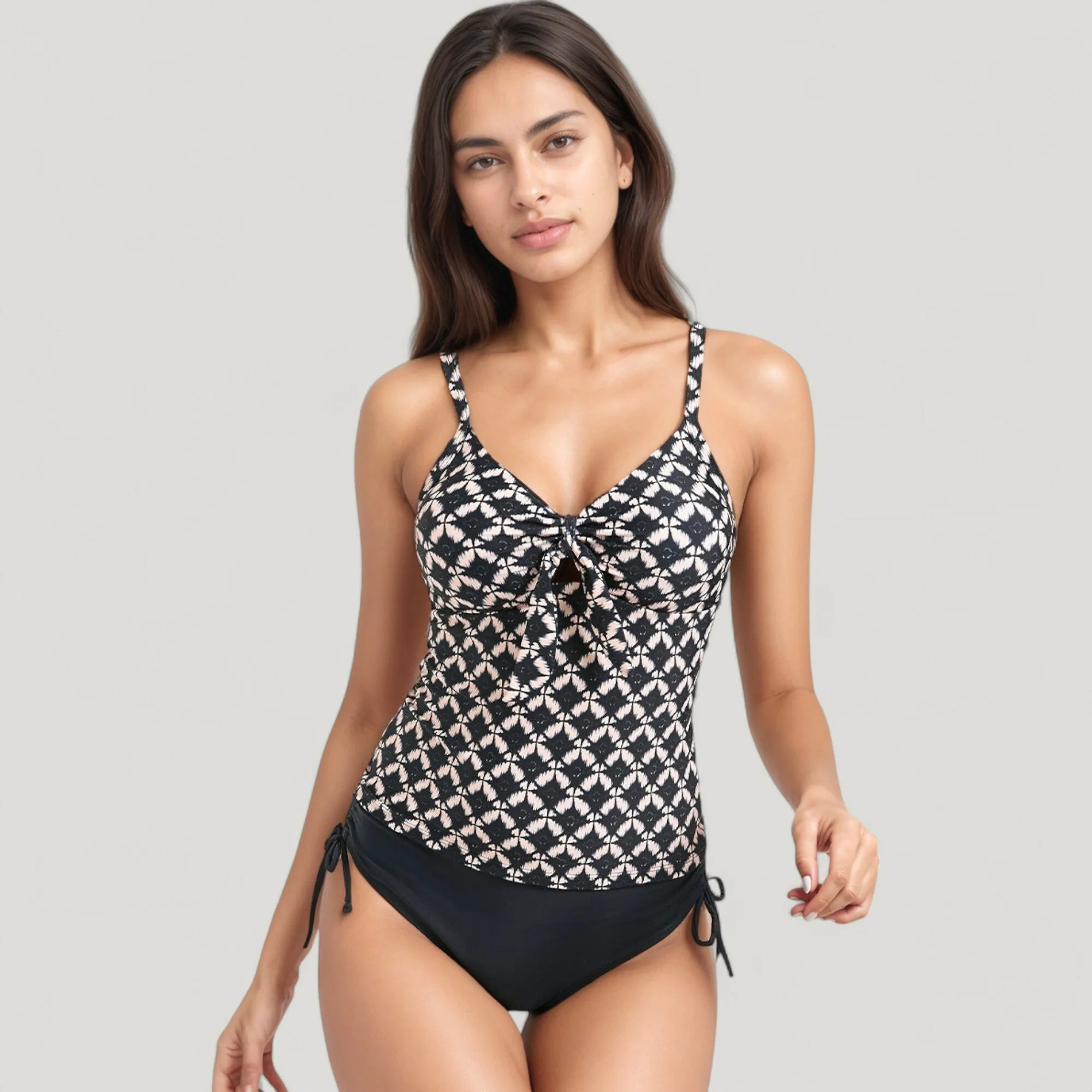 Anna-Kaci Swim Women's Tankini Top with Front Tie and Adjustable Side Bottoms Two Piece Swimsuit sold by Anna-Kaci product image thumbnail 2