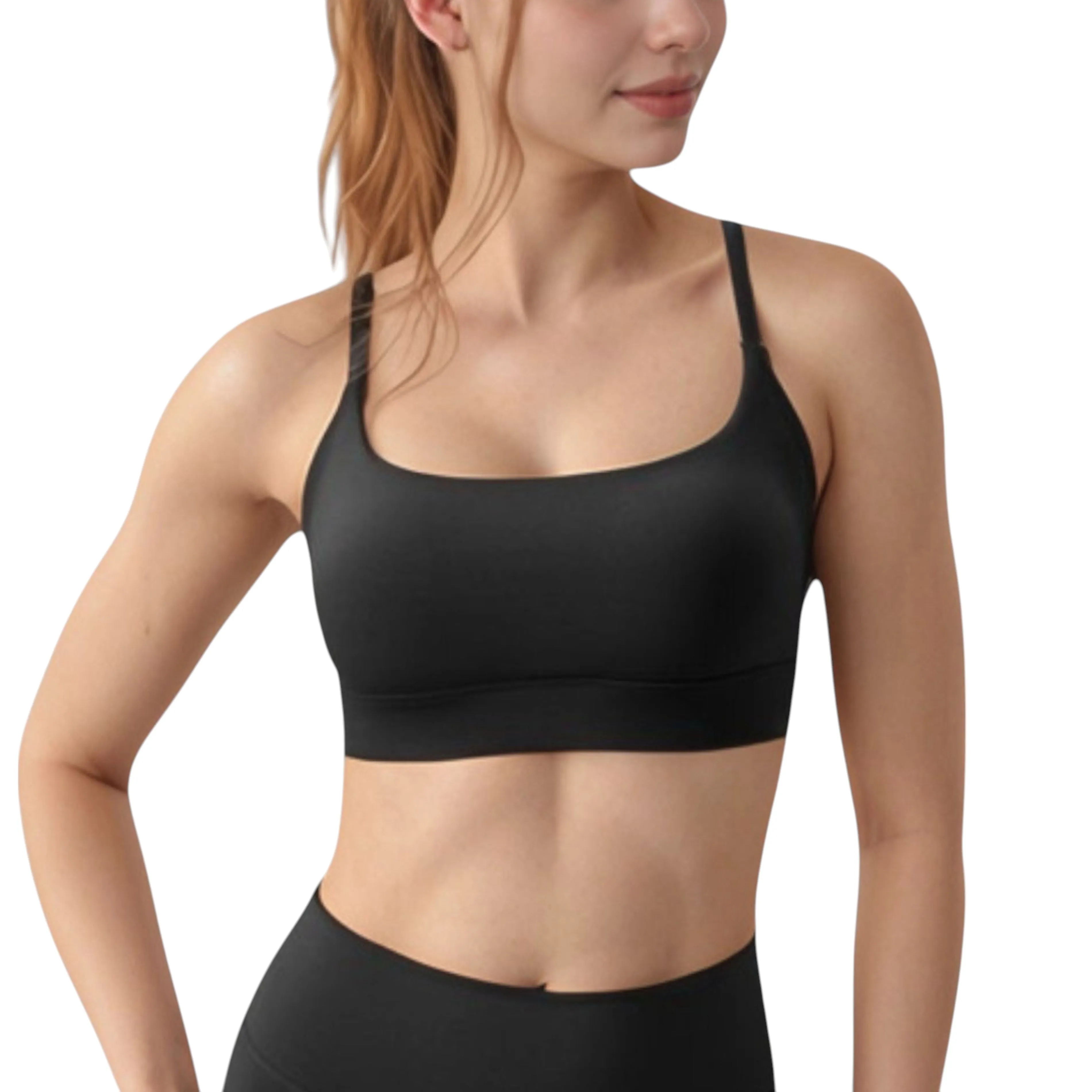 Anna-Kaci Active Women's Scoop Neck Sports Bra with Adjustable Spaghetti Straps Removable Padding Stretch Fabric for Low Impact Activity sold by Anna-Kaci