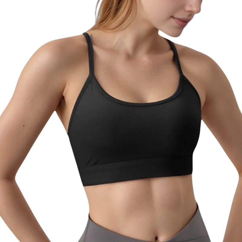 Anna-Kaci Active Women's Scoop Neck Sports Bra with Thin Straps Smooth Stretch Fabric Removable Pads Low Impact Support made by Anna-Kaci
