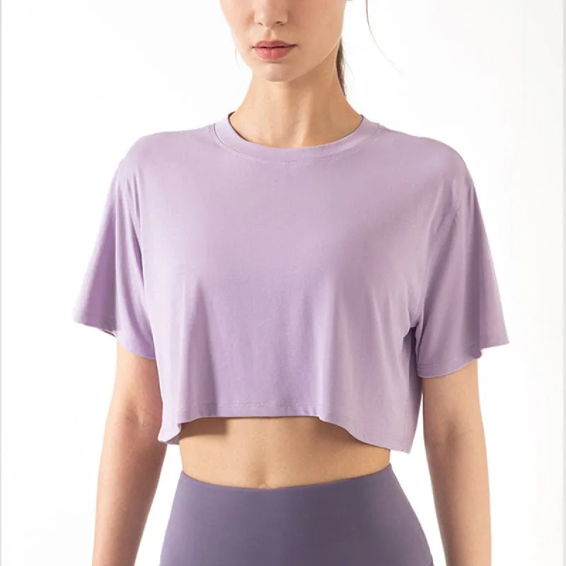 High Neck Cropped Boxy Fitness Tee sold by Anna-Kaci