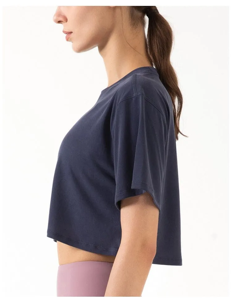 High Neck Cropped Boxy Fitness Tee sold by Anna-Kaci product image thumbnail 5