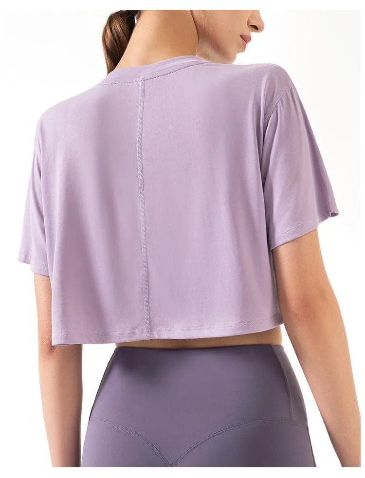 High Neck Cropped Boxy Fitness Tee sold by Anna-Kaci product image thumbnail 2