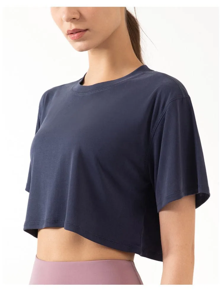 High Neck Cropped Boxy Fitness Tee sold by Anna-Kaci product image thumbnail 3