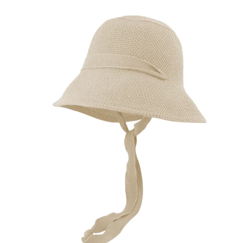 Anna-Kaci Women's Knit Straw Bucket Hat with Chin Strap sold by Anna-Kaci