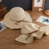 Anna-Kaci Wide - Brim Straw Sun Hat with Leather Tie sold by Anna-Kaci