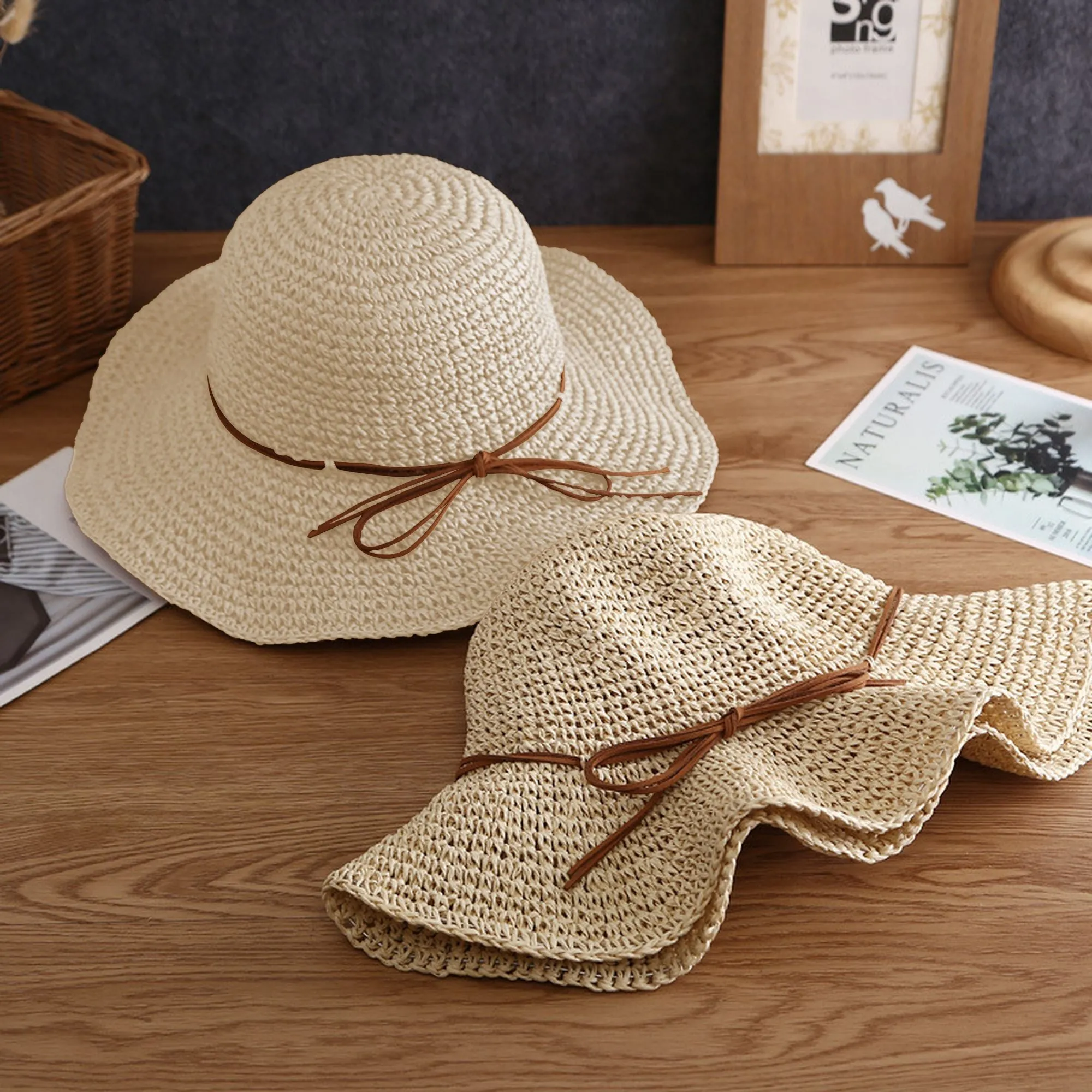 Anna-Kaci Wide - Brim Straw Sun Hat with Leather Tie sold by Anna-Kaci product image thumbnail 2