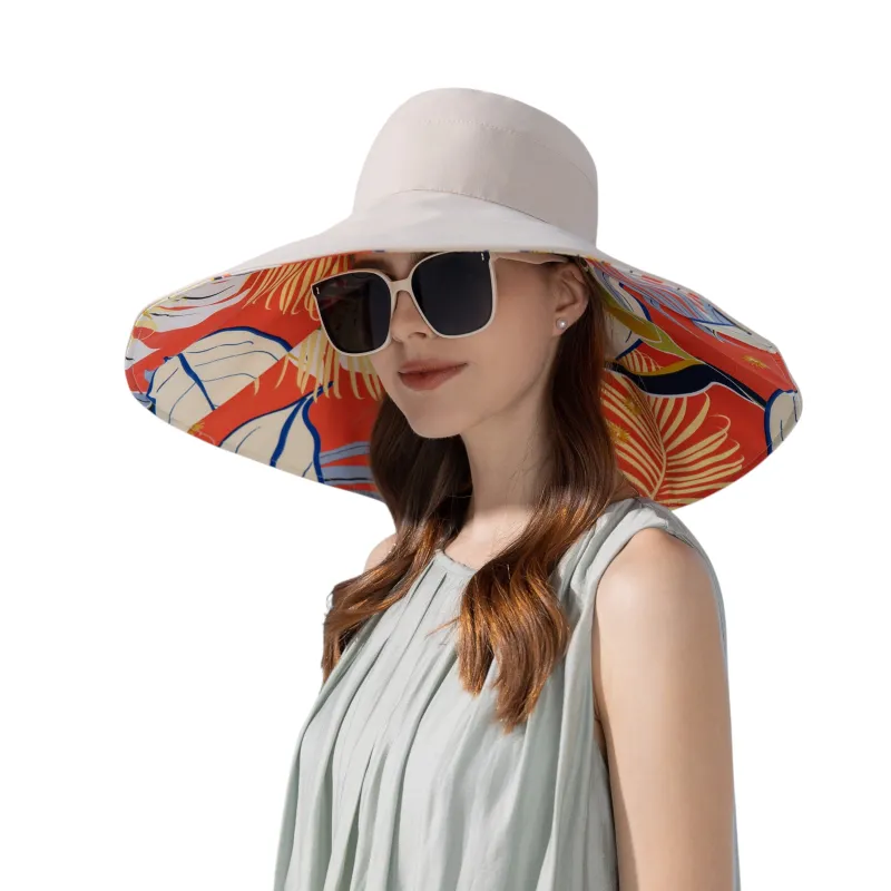 Anna-Kaci Wide Brim Floppy Sun Hat with Colorful Printed Underside UV Protection Lightweight Foldable Design for Outdoor Use sold by Anna-Kaci