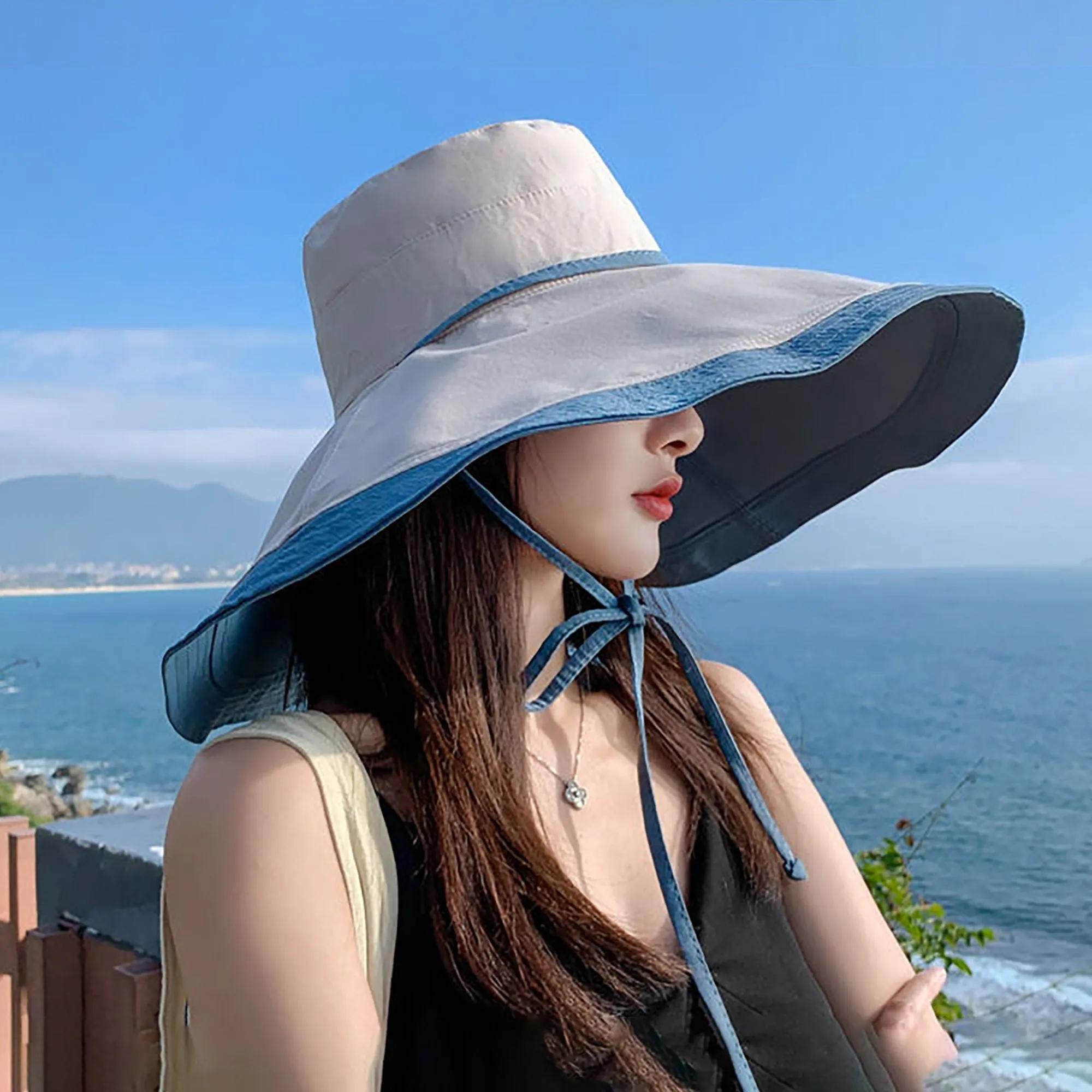 Anna-Kaci Women's Reversible Wide - Brim Sun Hat with Adjustable Chin Strap sold by Anna-Kaci product image thumbnail 4