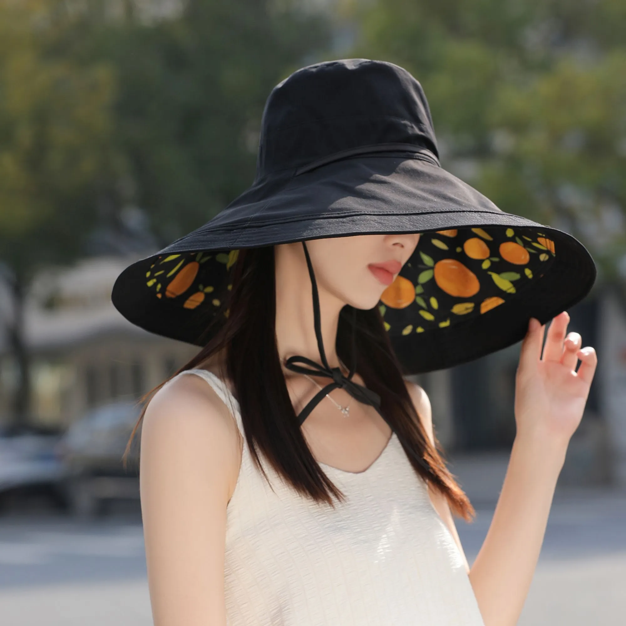 Anna-Kaci Women's Reversible Wide - Brim Sun Hat with Fruit Pattern Lining sold by Anna-Kaci product image thumbnail 3
