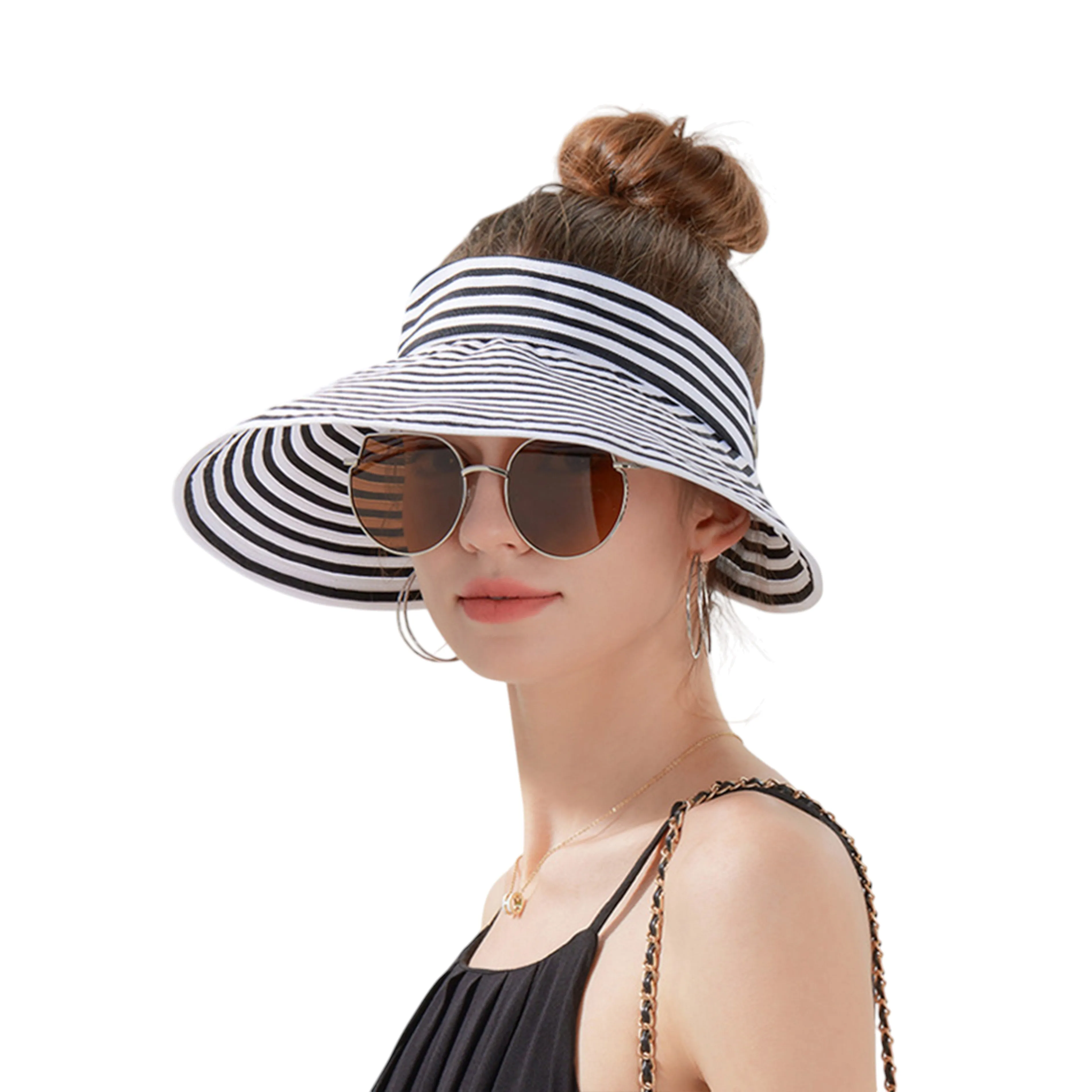 Anna-Kaci Striped Wide Brim Sun Visor Hat Lightweight Foldable Design for Outdoor Travel Beach Hiking Sports Vacations sold by Anna-Kaci