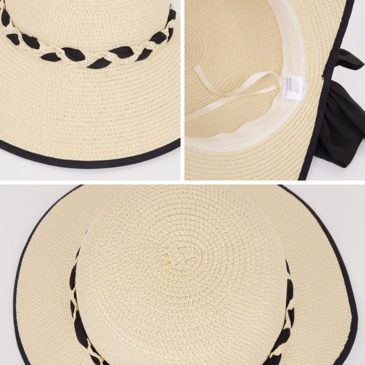 Anna-Kaci Women's Wide Brim Straw Hat with Braided Band and Contrast Bow Detail sold by Anna-Kaci product image thumbnail 4