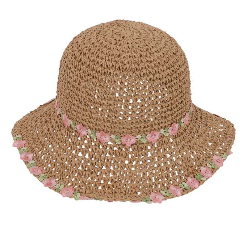 Anna-Kaci Women's Flower Embellishments Sun Hats Charming Crocheted Straw sold by Anna-Kaci