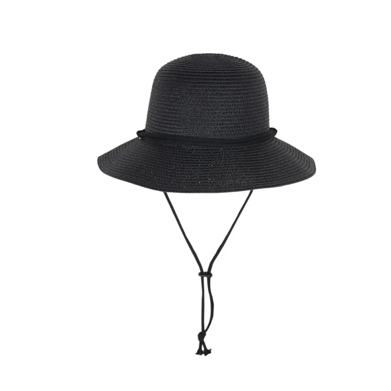 Anna-Kaci Wide Brim Straw Sun Hat with Chin Strap and Black Cord Detail for Outdoor Protection and Stylish Shade sold by Anna-Kaci