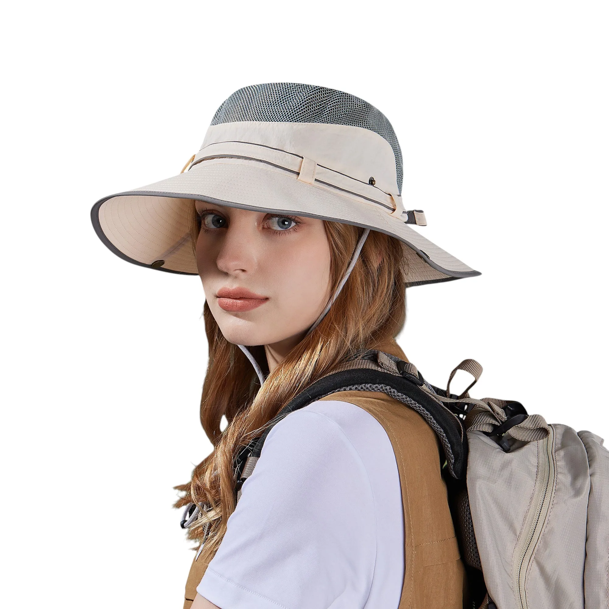 Anna-Kaci Wide Brim Outdoor Hat with Mesh Ventilation Snap-Up Sides and Chin Strap for Hiking, Beach, Travel, and Sun Protection sold by Anna-Kaci