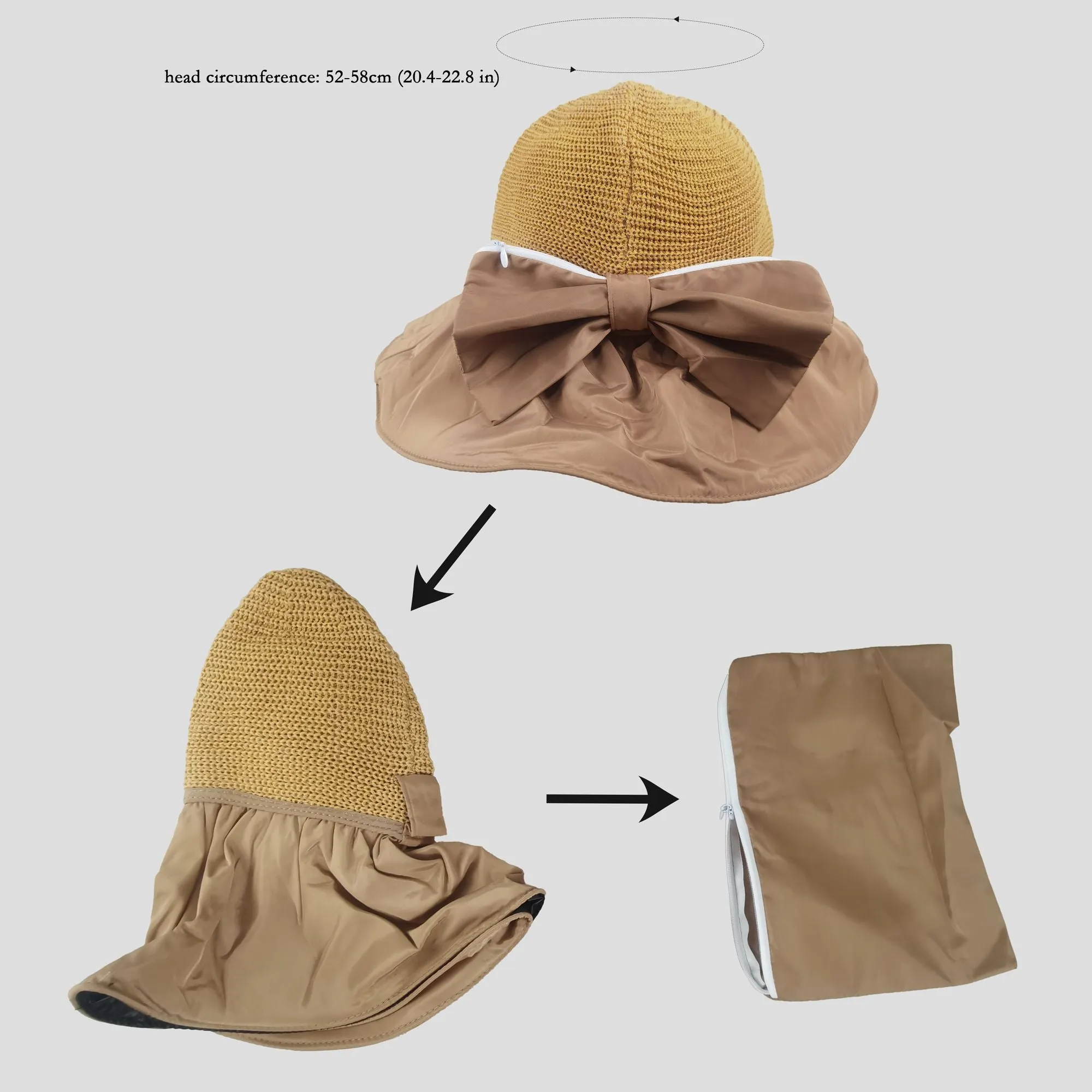 Anna-Kaci Women's Foldable Packable Sun Hats with Bow Bag sold by Anna-Kaci product image thumbnail 5