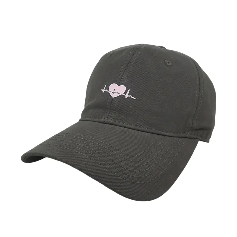 Anna-Kaci Women's Embroidered Heartbeat Baseball Cap with Adjustable Strap and Curved Brim Casual Cotton Hat sold by Anna-Kaci