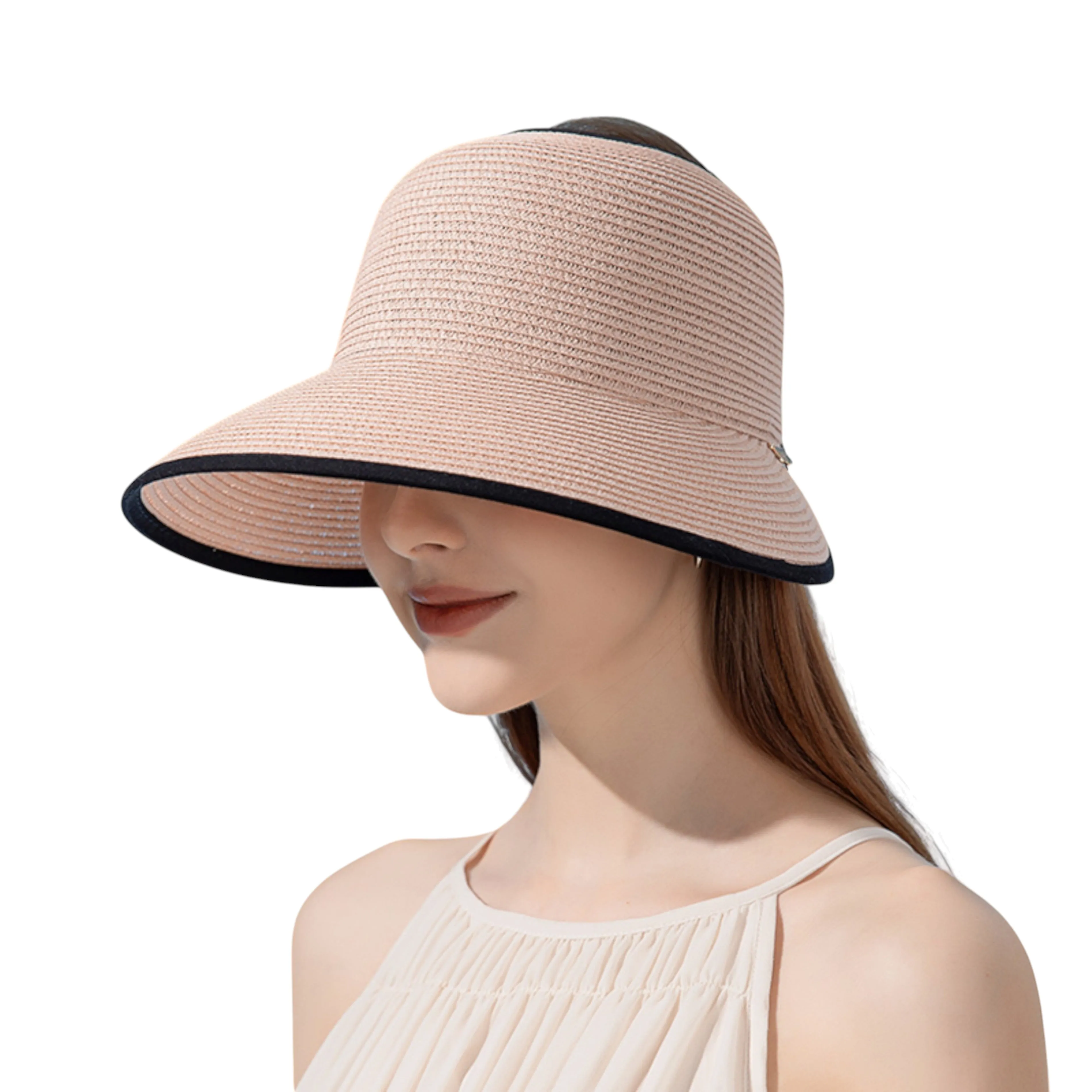 Anna-Kaci Roll Up Wide Brim Visor Sun Hat with Ponytail Hole and UV Protection Lightweight Packable Foldable Summer Cap sold by Anna-Kaci