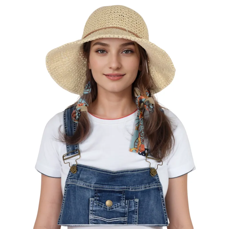 Anna-Kaci Woven Floppy Sun Hat with Rounded Crown and Decorative Bow Detail for Elegant Summer Shade and Vacation Style sold by Anna-Kaci