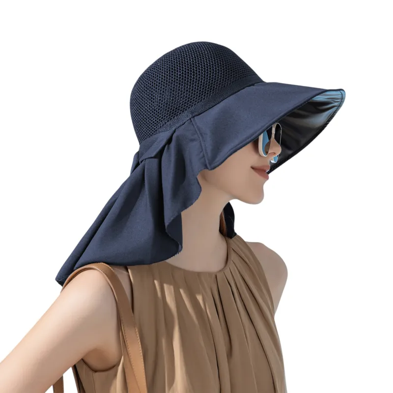 Anna-Kaci Womens Mesh Panel Wide Brim Sun Hat with Back Flap UV Protection and Tie Detail for Outdoor Activities sold by Anna-Kaci