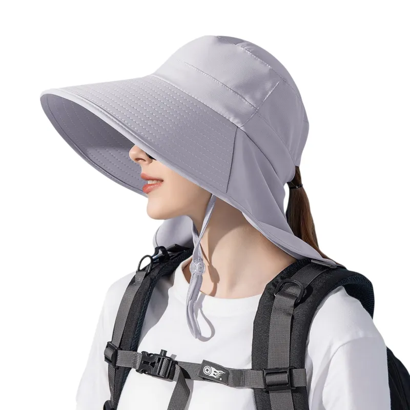 Anna-Kaci Women Ponytail Sun Hat Wide Brim Sun Hat with Flap Packable Adjustable Summer Beach Hat sold by Anna-Kaci