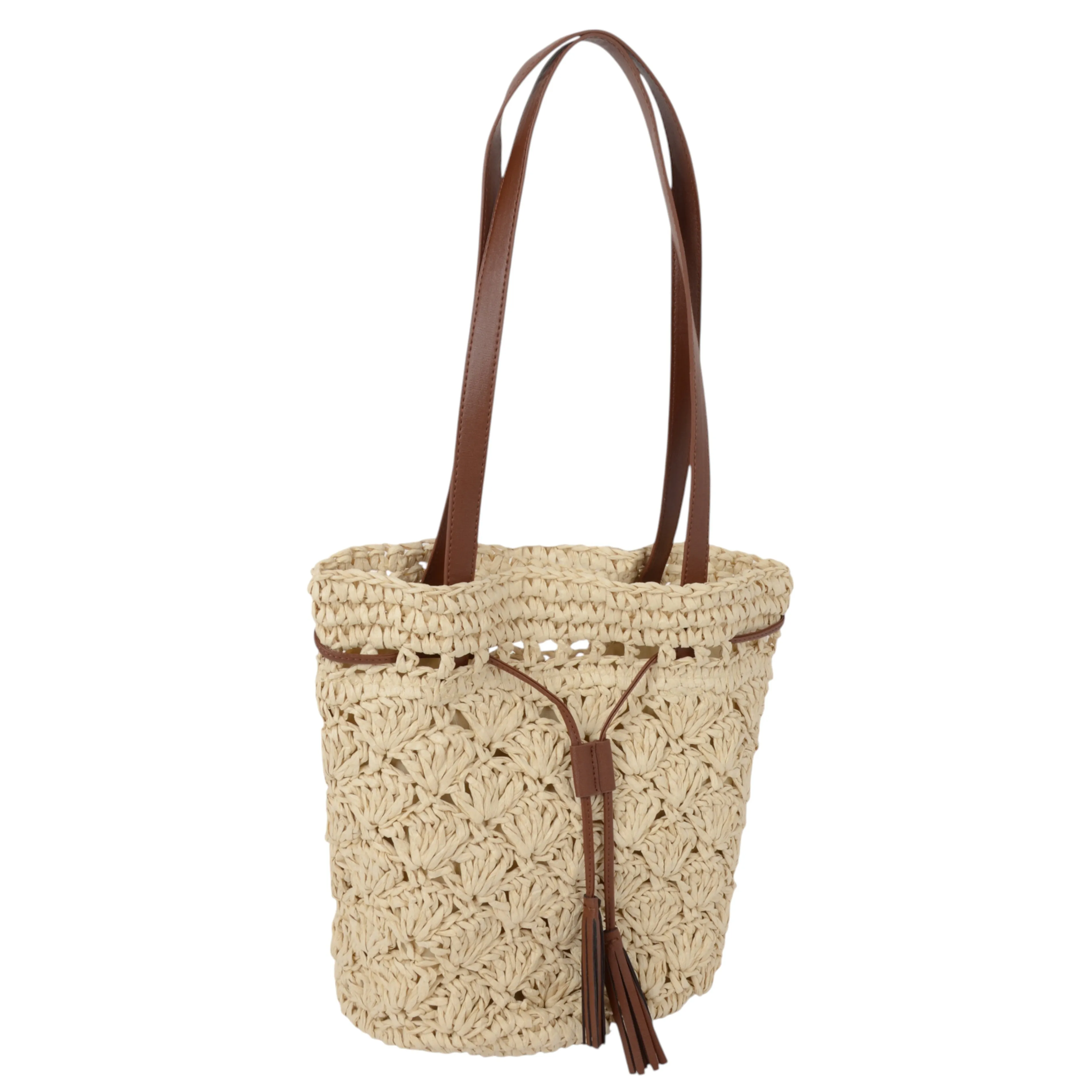 Anna-Kaci Women's Rustic Straw Shoulder Bag with Leather Accents sold by Anna-Kaci