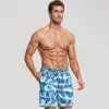 Anna-Kaci Swim Men's Tropical Leaf Print Swim Trunks with Adjustable Drawstring Waist and Quick-Dry Striped Fabric sold by Anna-Kaci