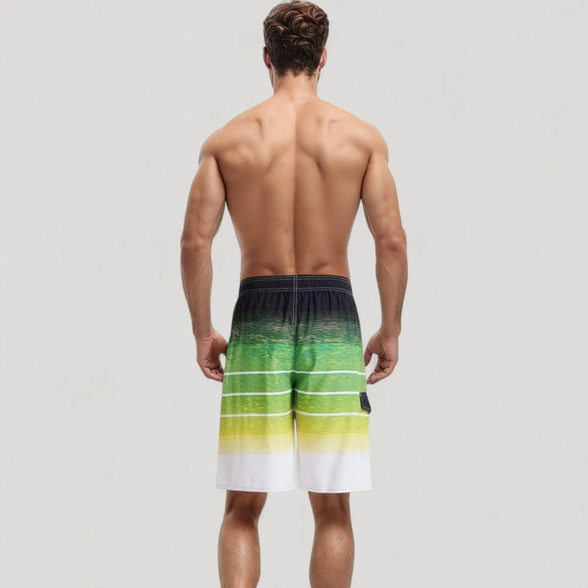 Anna-Kaci Swim Men's Ombre Stripe Swim Trunks with Drawstring Waistband and Quick-Dry Lightweight Fabric for Comfortable Wear sold by Anna-Kaci product image thumbnail 5